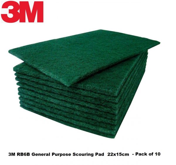 3M Heavy Duty Green Catering Scourer Pads Pack of 10