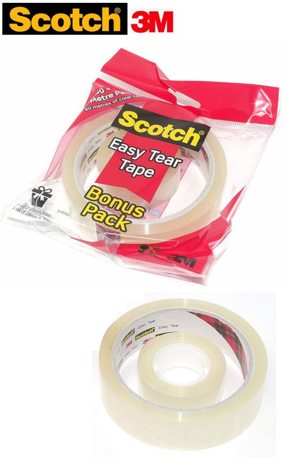 3M Scotch Easy Tear Clear Tape Twin pack