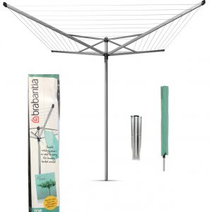 Brabantia 50m 4-Arm Topspinner Rotary Airer with Ground Spike & Cover