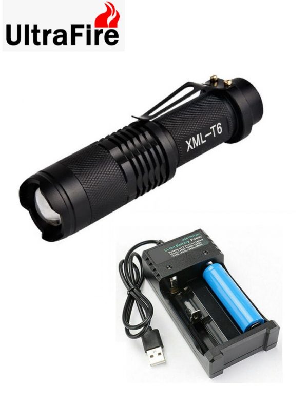 75x UltraFire XM-L T6 Zoomable 3-Mode LED Flashlights +Battery& Charger