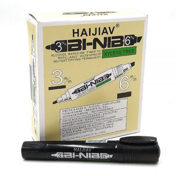 HAIJIAV Bi-Nib Alcohol based Black ink waterproof Permannet marker pens