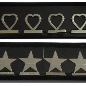 6 Chrome Heart /Star Shaped Card Holders Stand
