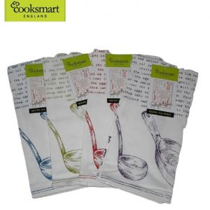 CookSmart set of 4x Cotton Recipe Tea Towels