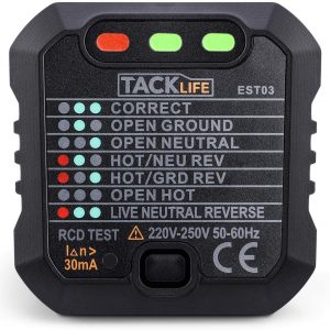 TACKLIFE Socket Tester,Mains Outlet Tester. EST03