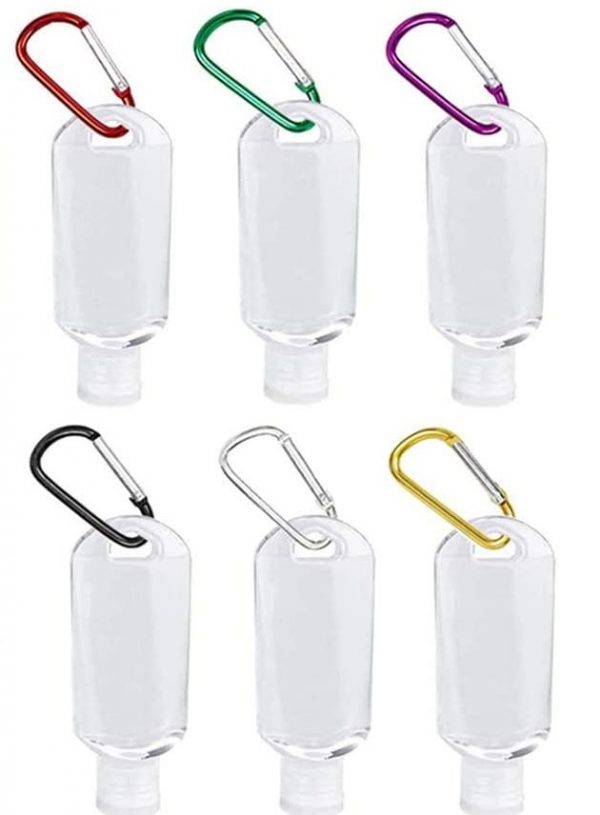 100x Pack of 6 Refillable Clear Plastic Bottles with Hook.50ml