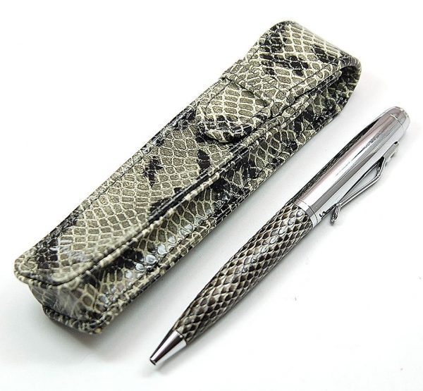 Stratton Faux Reptile Leather biro Pen & matching Pouch