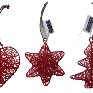 3D Steel Christmas Wire ornaments decoration Heart,Star,Tree/Red