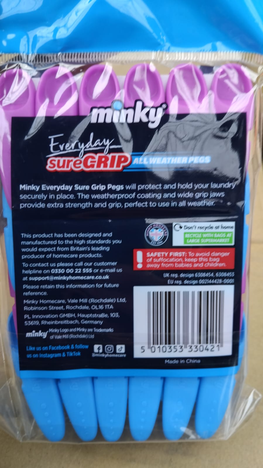 Minky Everyday SureGrip Pegs, Assorted color, Pack of 24 Minky Everyday SureGrip Pegs, Assorted color, Pack of 24