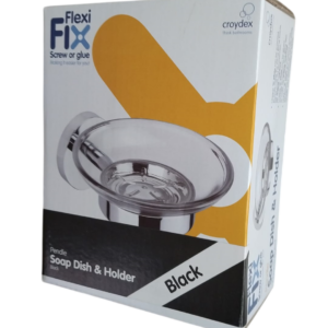 Croydex Pendle Flexi-Fix Wall Mounted Soap Dish /Black