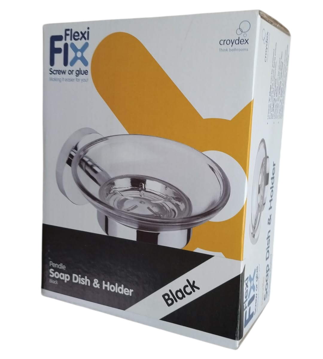 Croydex Pendle Flexi-Fix Wall Mounted Soap Dish /Black Croydex Pendle Flexi-Fix Wall Mounted Soap Dish /Black